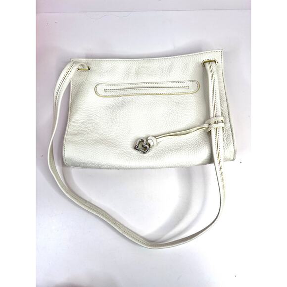 Brighton White Leather Shoulder Purse Bag Colorful Woven Front - Picture 2 of 16